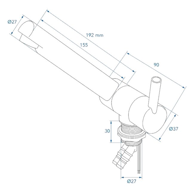 ProPlus Mengkraan Ø27 mm – 12V, Rechte Uitloop & Microschakelaar