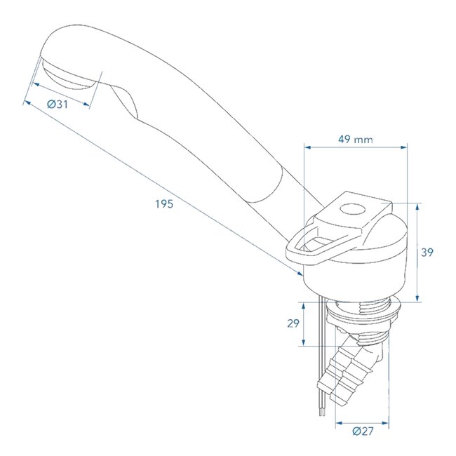 ProPlus Mengkraan Deluxe Ø27 mm – Chroom, Neerklapbare Uitloop Blister