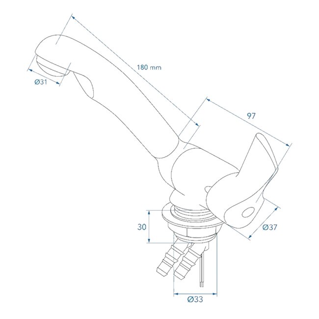 ProPlus Mengkraan Style Ø33 mm – 12V, Neerklapbare Uitloop Blister