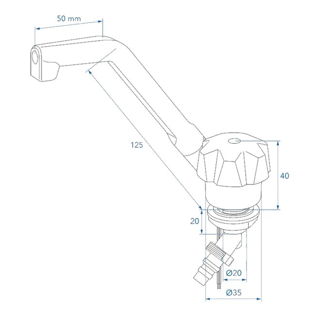 ProPlus Koudwaterkraan De Luxe - 12V - Neerklapbare Uitloop - Ø20mm