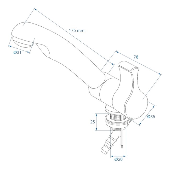 ProPlus Koudwaterkraan Style 2005 - 12V - Draai- & Zwenkbare Uitloop