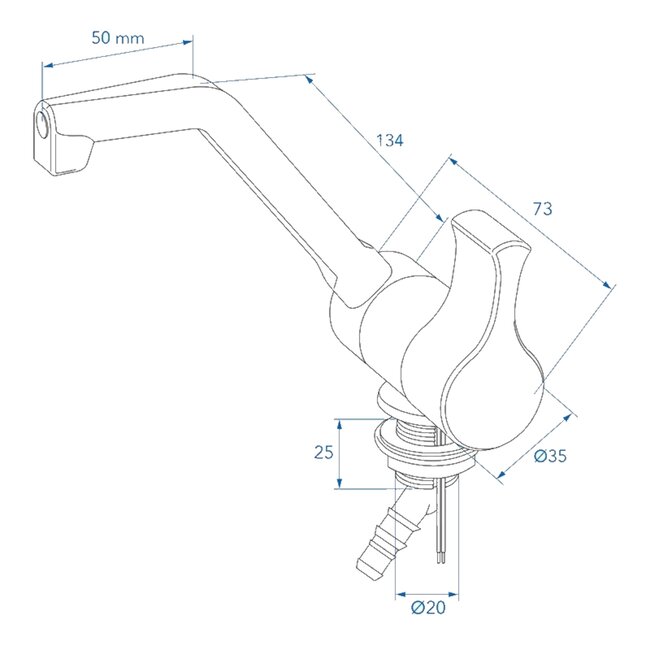 ProPlus Koudwaterkraan Style 2000 - 12V - Neerklap/Zwenkbare Uitloop