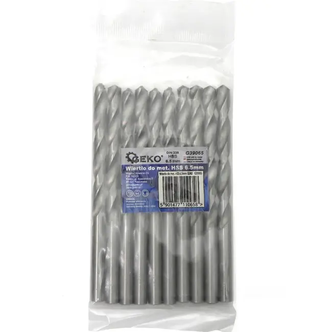 GEKO Metaalboor - HSS - Snel boren - 6,5 mm - 10 stuks