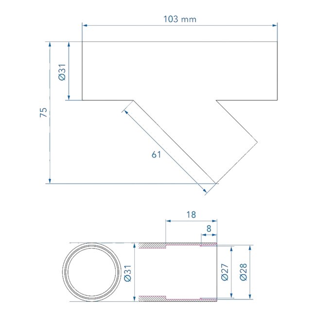 ProPlus Y-stuk PE zwart - Ø28 mm - Snelle Montage