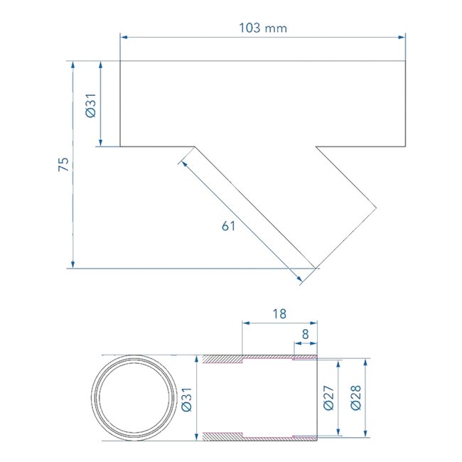 ProPlus Y-stuk PE zwart - Ø28 mm - Snelle Montage Blister