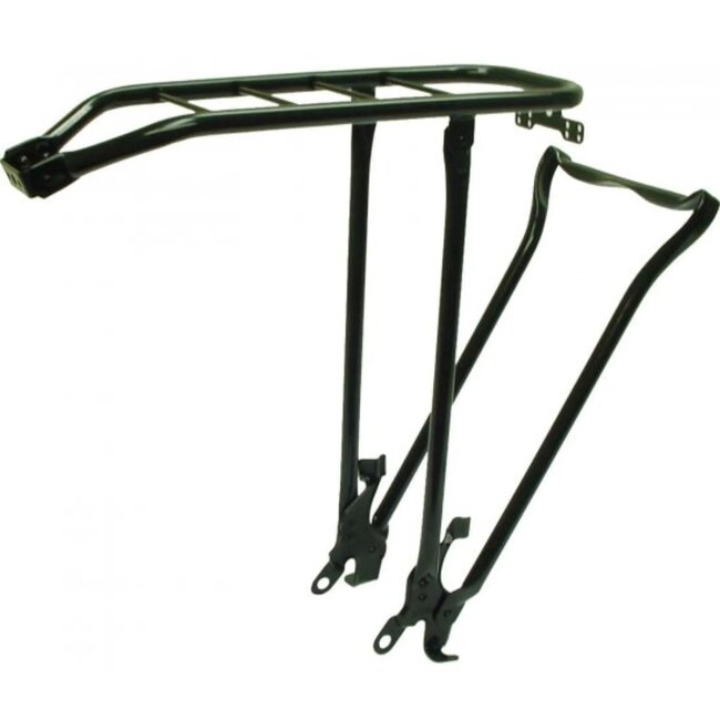 Steco Bagagedrager 28" - Met klapstandaard - Zwart - Staal - Voor omafiets