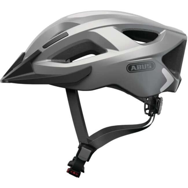 ABUS Fietshelm met LED-licht - Zilver - L (58-62 cm) - Optimale ventilatie en veiligheid