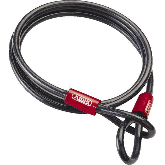 ABUS Flexibele stalen kabel - 10mm dikte - 5 meter lengte - Zwart - Met kunststof coating en dubbele ooglussen