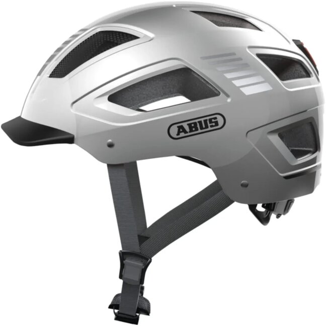 ABUS Hyban 2.0 fietshelm - zilver - Maat M (52-58 cm) - met LED-licht en reflectoren