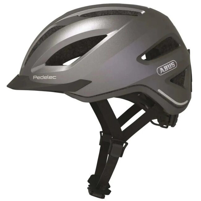 ABUS Pedelec fietshelm - titanium - LED achterlicht - maat M (52-57 cm) - geïntegreerde regenkap