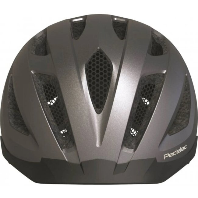 ABUS Pedelec fietshelm - titanium - LED achterlicht - maat M (52-57 cm) - geïntegreerde regenkap