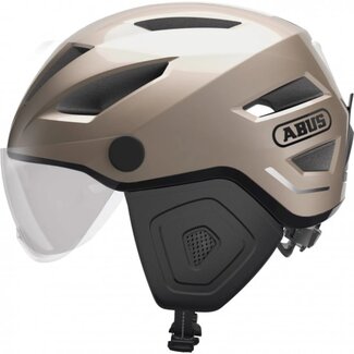 ABUS Fietshelm met vizier en LED-licht - Champagne goud - L (56-62 cm)