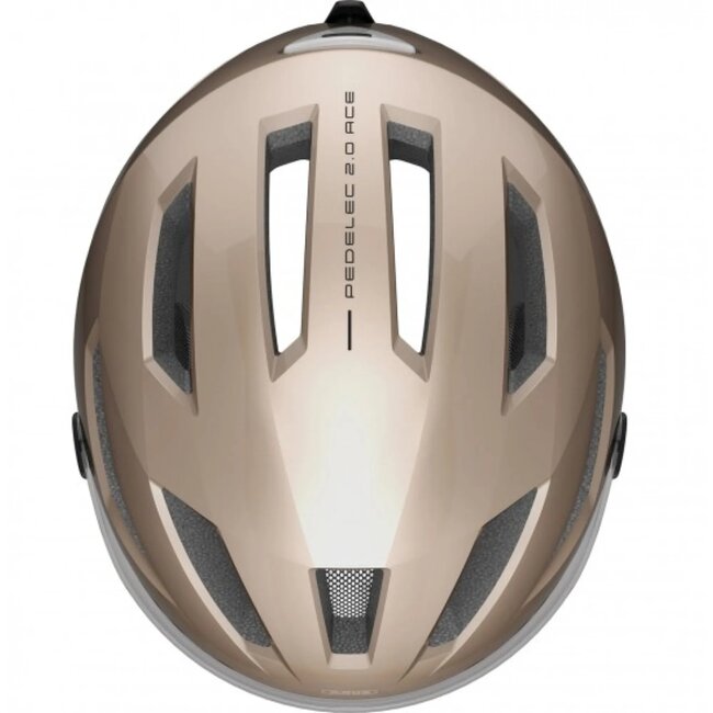 ABUS Fietshelm met vizier en LED-licht - Champagne goud - L (56-62 cm)