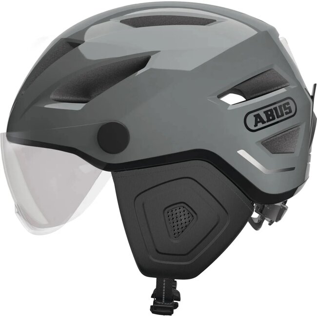 ABUS Pedelec fietshelm - Grijs - LED verlichting - Regenhoes - L (56-62 cm)