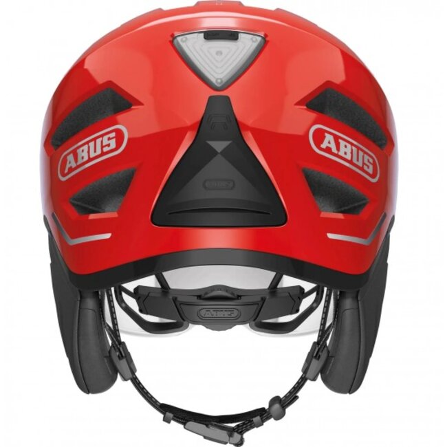 ABUS Fietshelm met LED-licht en vizier - L (56-62 cm) - Rood