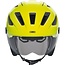 ABUS Fietshelm met LED-licht en vizier - Geel - Maat L (56-62 cm)