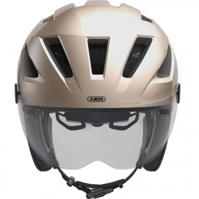 ABUS Pedelec helm - Goud - Vizier & oorkappen - Magnetische sluiting - Maat M (52-57 cm)