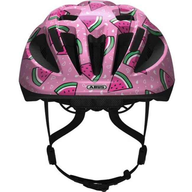 ABUS Kinderhelm met reflectoren en vliegennet - Maat M (50-55 cm) - Roze met watermeloenprint