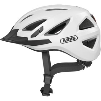 ABUS Fietshelm met LED-licht - In-mold design - Reflectoren - Insectengaas - Geschikt voor paardenstaart - L (58-62 cm) - Wit