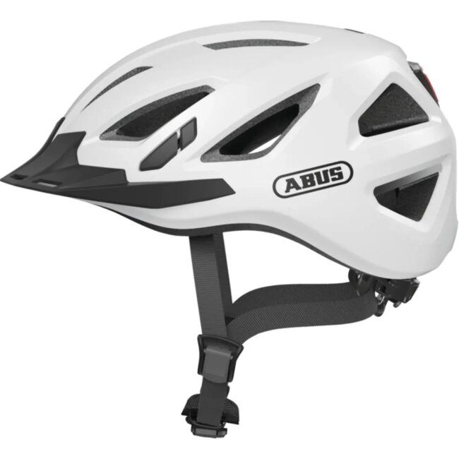 ABUS Fietshelm met LED-licht - In-mold design - Reflectoren - Insectengaas - Geschikt voor paardenstaart - L (58-62 cm) - Wit