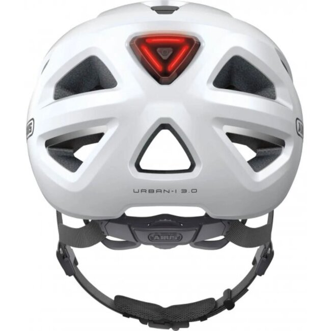 ABUS Fietshelm met LED-licht - In-mold design - Reflectoren - Insectengaas - Geschikt voor paardenstaart - L (58-62 cm) - Wit