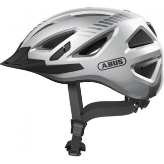 ABUS Fietshelm met LED-licht, reflectoren en insectengaas - Maat M (52-58 cm) - Zilver