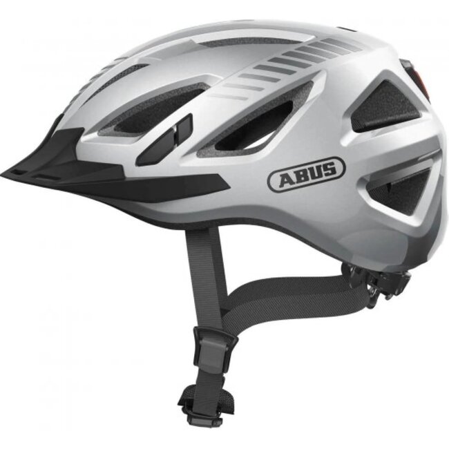ABUS Fietshelm met LED-licht, reflectoren en insectengaas - Maat M (52-58 cm) - Zilver