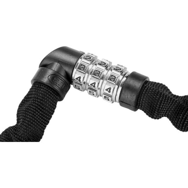 ABUS Kettingslot met cijfercode - 4 mm staal - Textielhoes - Zwart - 110 cm