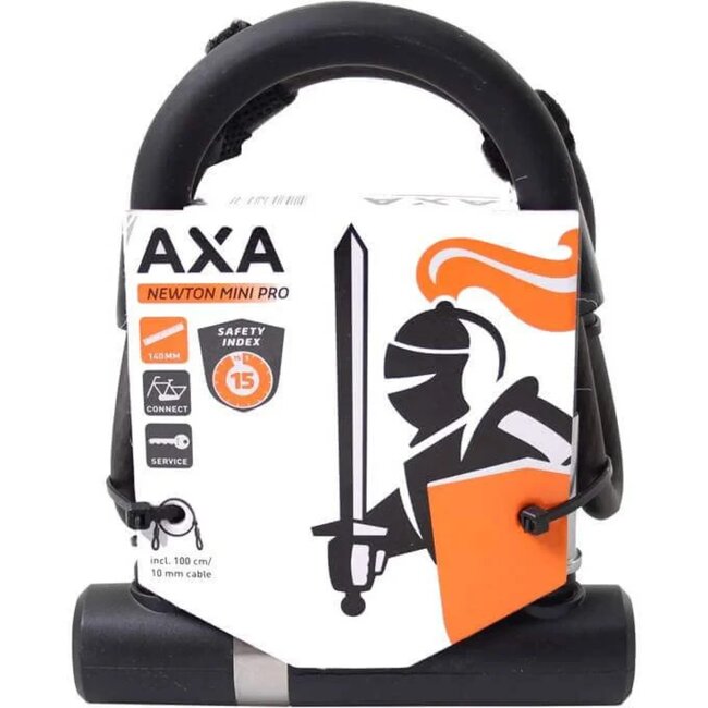 AXA Beugelslot met kabel - Gehard staal - Zwart - 140mm - Inclusief slothouder