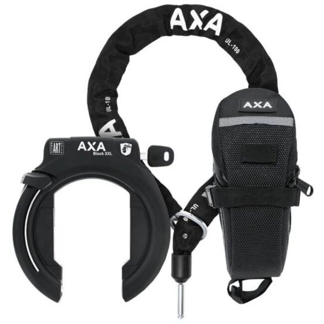 AXA Ringslot met ketting en tas - maximale beveiliging - kinderbeveiliging - zwart