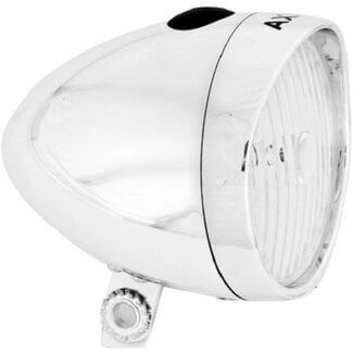 AXA Klassieke LED fietskoplamp - Retro design - Zilver - Batterijgevoed - 4 lux lichtopbrengst