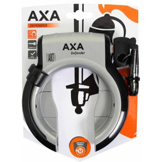 AXA Ringslot met spatbordbevestiging - Zilver/Zwart - ART 2 - Kinderbeveiliging - Ergonomische knop