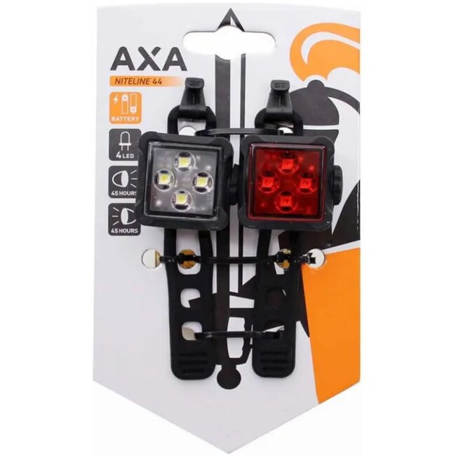 AXA Compacte fietsverlichtingsset - 4 LED's - 4 standen - 45 uur zichtbaarheid - Eenvoudige montage