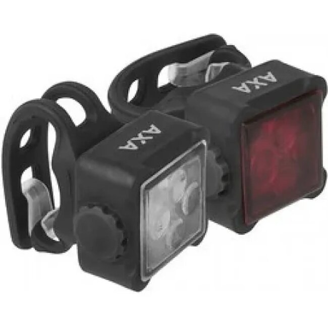 AXA USB oplaadbare fietsverlichting - compact en eenvoudig te monteren - 4 verlichtingsstanden - zwart