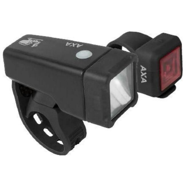 AXA Compacte fietsverlichtingsset - 4 standen voorlicht - 3 standen achterlicht - Batterijgevoed - Eenvoudige montage
