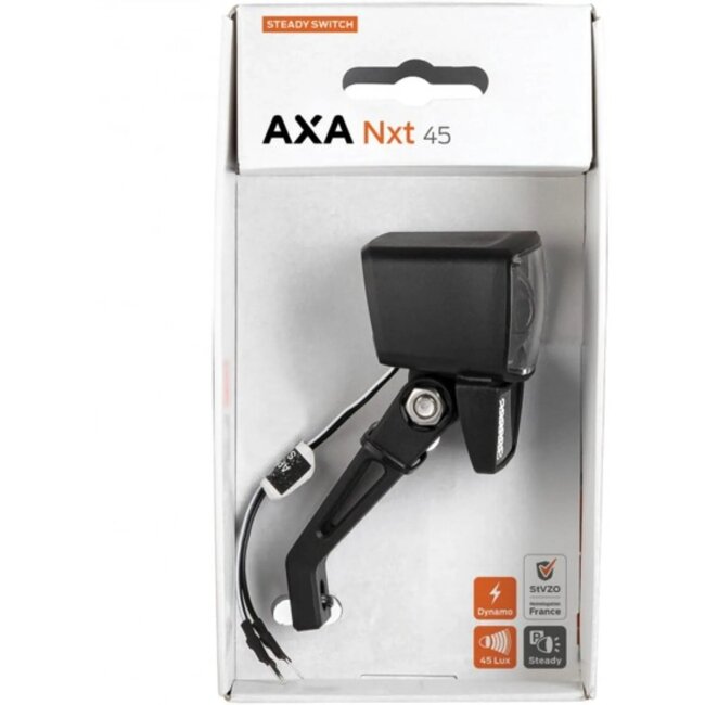 AXA Koplamp voor fietsen - 45 lux - Steady functie - Naafdynamo - Compact ontwerp - Zwart