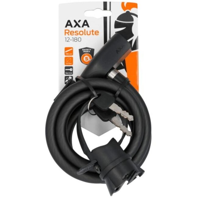 AXA Kabelslot - 180 cm - Ø 12 mm - Mat zwart - Beveiligingsniveau 5