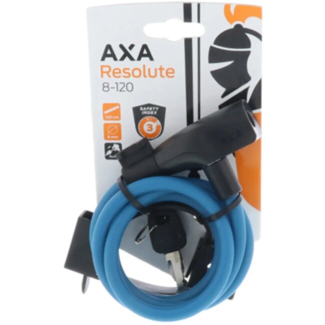 AXA Kabelslot voor kinderfietsen - 8 mm dikte - 120 cm lengte - Petrol blauw - Automatische vergrendeling