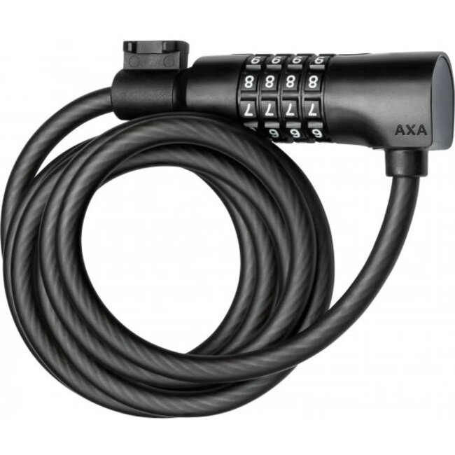 AXA Kabelslot met cijfercode - 180 cm - Mat zwart - Flexibel en gebruiksvriendelijk