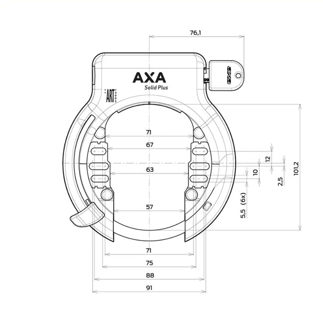 AXA Ringslot met spatbordbevestiging - ART 2 sterren - Stalen behuizing - 8.5 mm gehard staal
