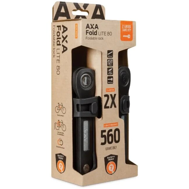 AXA Vouwslot duo pack - lichtgewicht en compact - 80 cm - zwart