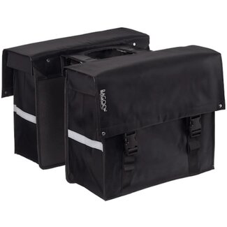 Bagoo Dubbele fietstas - waterafstotend bisonyl - 46L - zwart - met clipsluiting