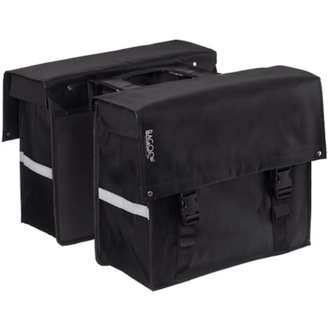 Bagoo Dubbele fietstas - waterafstotend bisonyl - 46L - zwart - met clipsluiting