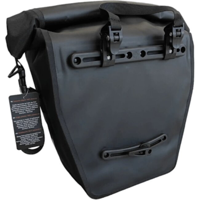 Bagoo Enkele fietstas - Waterdicht Bisonyl - 22 liter - Zwart - 60x32 cm