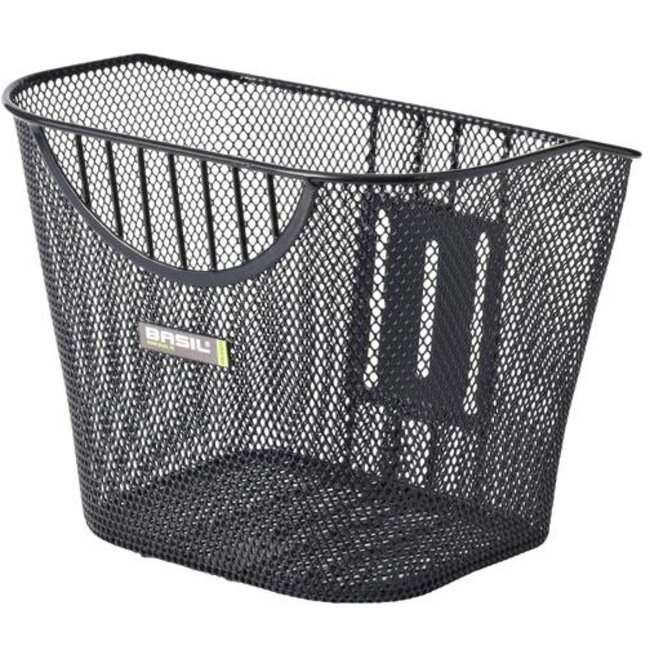 Basil Ovale fietsmand - Afneembaar - Kunststof handgreep - Zwart - 20x24x20 cm