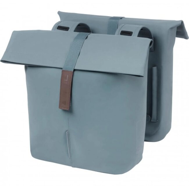 Basil Dubbele fietstas - Vegan leer - Waterkerend - 28-32L - Graphite blauw