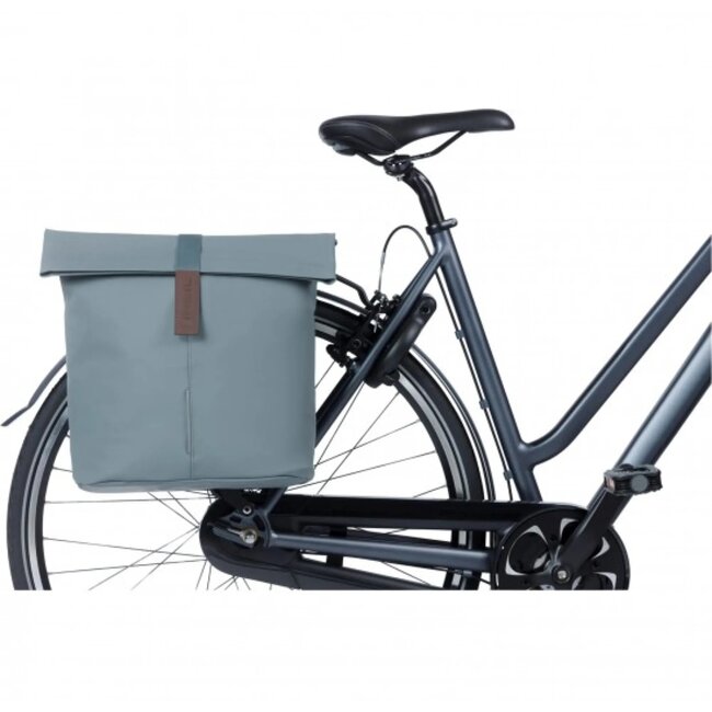 Basil Dubbele fietstas - Vegan leer - Waterkerend - 28-32L - Graphite blauw