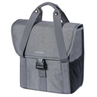 Basil Enkele fietstas - 16L - waterafstotend - grijs melee - elastische zijvakken