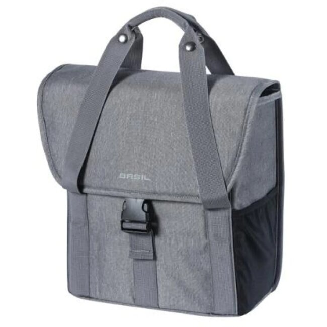 Basil Enkele fietstas - 16L - waterafstotend - grijs melee - elastische zijvakken