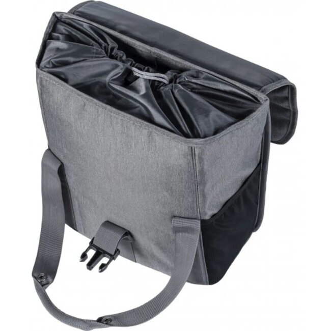 Basil Enkele fietstas - 16L - waterafstotend - grijs melee - elastische zijvakken